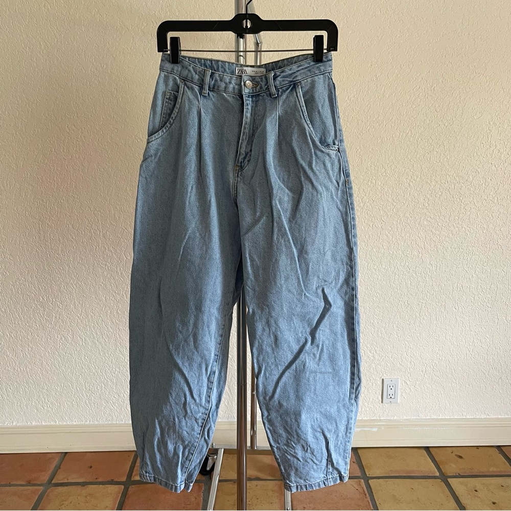 Light Blue Barrel Denim Jeans